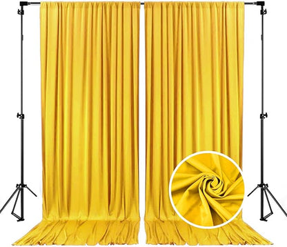10 x 10 Feet Yellow Backdrop Curtain for Partie, Stain Background Curtains for Photoshoot, Birthday, Wedding, Halloween, Thanksgiving, Christmas, New Year Party Decorations 5Ft x 10Ft, 2 Panels
