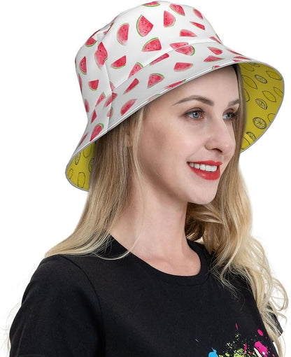 Bucket Hat Double-Side-Wear Reversible Sun Hat Beach Travel Hiking for Women Men