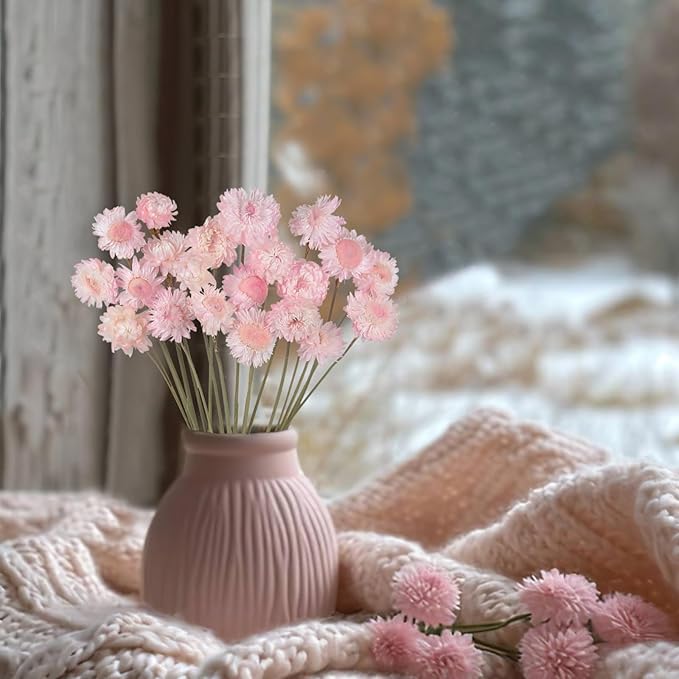 20 Pcs Natural Dried Daisy Flowers Bouquet Dried Flower Daisies Light Pink Dried Sunflowers Chrysanthemum with Stem for Wedding Farmhouse Table Vase Decor Home DIY Flower Arrangement