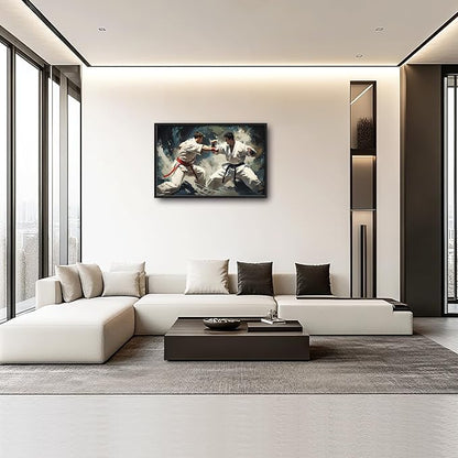 Karate Wall Art Large Sports Pictures Wall Decor Taekwondo Oversize Canvas Prints Painting Framed Artwork Home Decoration Gifts for Gym Bedroom Living Room Office 36"x24"