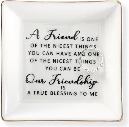 HOME SMILE Ceramic Ring Dish Jewelry Tray for Mom Sister Friends