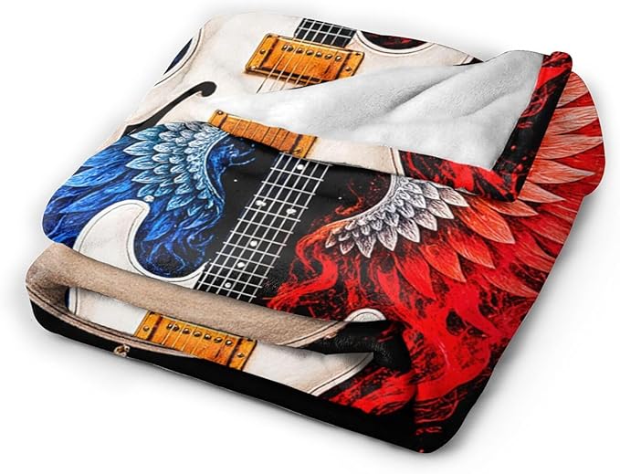 Guitar Blanket Music Throw Blanket Musical Instrument Soft Cozy Fleece Fuzzy Stuffed Plush Flannel Gifts for Girls Women Boys Kids Adults 50"X60"