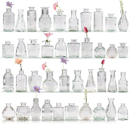 40 Pcs Bud Vase Set, Vases for Centerpieces, Cute Glass Bud Vases in Bulk, Small Vases for Flowers, Clear Vase Set for Wedding Decorations, Home Table Flower Décor