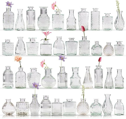 40 Pcs Bud Vase Set, Vases for Centerpieces, Cute Glass Bud Vases in Bulk, Small Vases for Flowers, Clear Vase Set for Wedding Decorations, Home Table Flower Décor