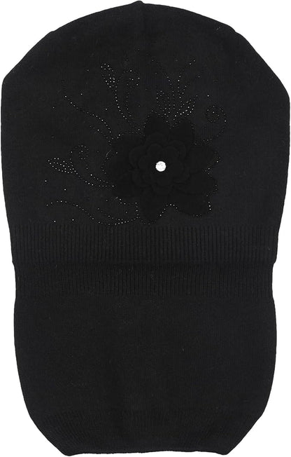 ZLYC Women Floral Slouchy Beanie Hat Double Layer Winter Knit Skull Cap