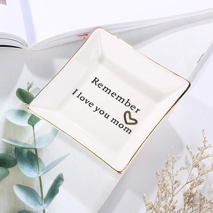 HOME SMILE Ceramic Ring Dish Jewelry Tray for Mom Sister Friends