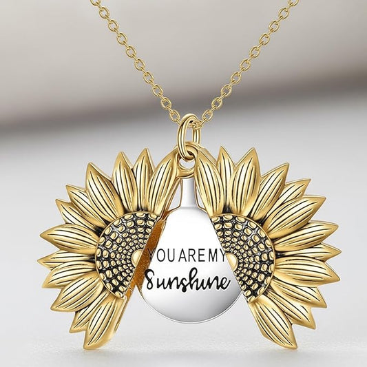 Christmas Gifts Forever Sunflower Gifts for Women Girlfriend Wife Mom, You are My Sunshine Necklace Gift Box for Birthday Wedding Mother's Day Xmas Present Sunflower Jewelry Home Decor