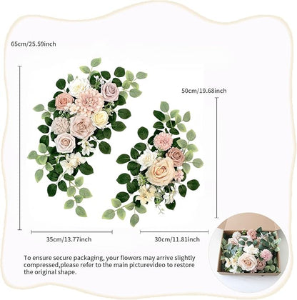 Pack of 2 Wedding Arch Decorations Artificial Hanging Flowers Floral Swag for Wedding Welcome Sign Backdrop Balloon Arch Home Party Bridal Ceremony Reusable (Pink)