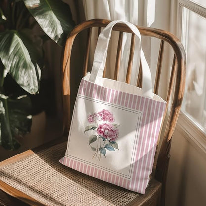 Flowers Tote Bag Gifts for Women, Canvas Aesthetic Reusable Grocery Bags Shopping Bags