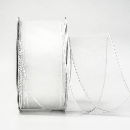 CT CRAFT LLC Sheer Organza Wired Ribbon 2.5" x 50Yards White for Wedding Chair Bow Flora Bouquet Gift Wrapping Christmas Tree Home Decor Wreath