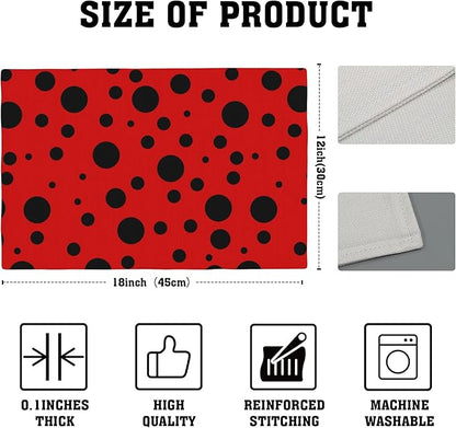 Black Spots Placemats Set of 4, 12x18 Inch Non-Slip Washable Heat Resistant Linen Fabric Table Mats,Place Mats for Holiday Party