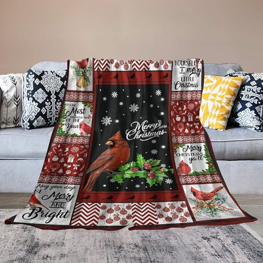Cardinal Christmas Throw Blanket for Kids & Adults - Soft, Warm & Cozy Fleece for Couch, Sofa & Bed - 40"x50"