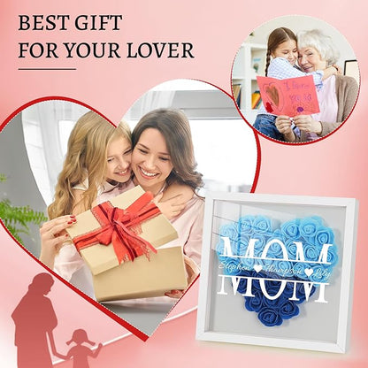 Mom We Love You - Personalized Flower Shadow Box with Names, Christmas Mothers Day Flower Box Gifts for Mom (Style 1-Mom with Names)