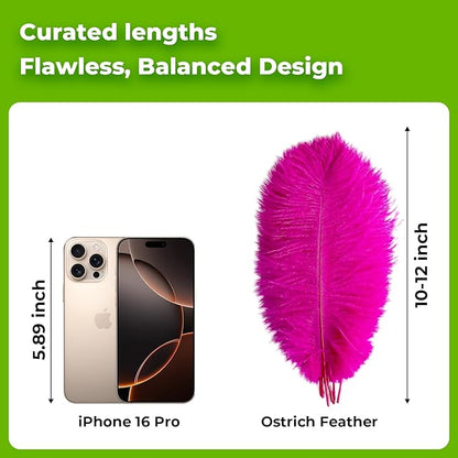 Piokio 20pcs Natural Hot Pink Ostrich Feathers 10-12 inch (25-30cm) Bulk Feathers for Home Decoration and DIY Clothing and DIY Clothes Decoration, Gatsby Decorations