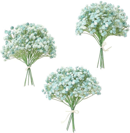 Floroom 18pcs Artificial Babys Breath Gypsophila Greenery Sprays, Real Touch Dusty Blue Fake Flowers for Wedding Bouquets Centerpieces Floral Arrangements and Decorations