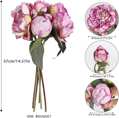 Purple Artificial Peony Flowers 2 Bouquets - Silk Peonies With Stems for Decoration, Cake Decorating, Table Centerpieces, Home Decor Indoor
