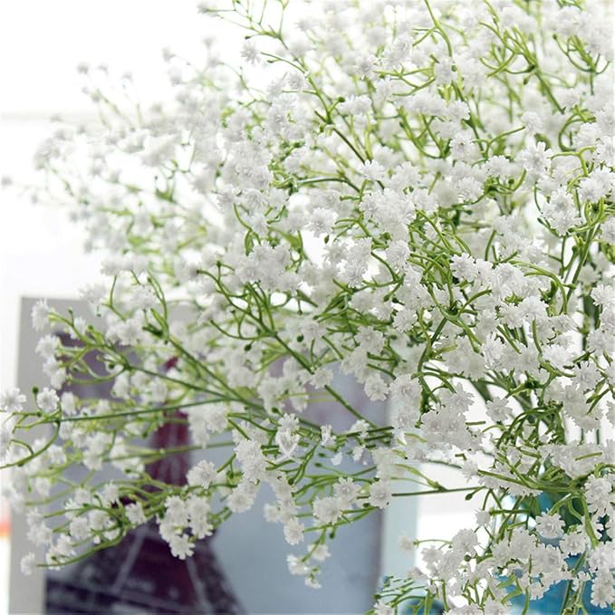 9 Pack Real Touch Artificial Baby's Breath Flowers - 21" Bendable Stems for Wedding Bouquets, Home Centerpieces & Outdoor Decor (Waterproof, Dustproof, White)