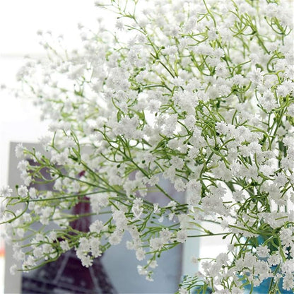 9 Pack Real Touch Artificial Baby's Breath Flowers - 21" Bendable Stems for Wedding Bouquets, Home Centerpieces & Outdoor Decor (Waterproof, Dustproof, White)