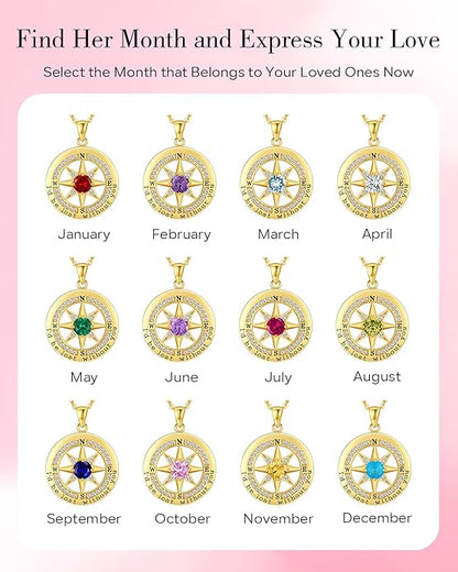 S925 Necklace Gift for Wife |Compass Jewelry |Women Anniversary |Sterling Silver |Girlfriend Birthday Gifts for Her Valentines |I'd be Lost without You |Jewel 18K Gold