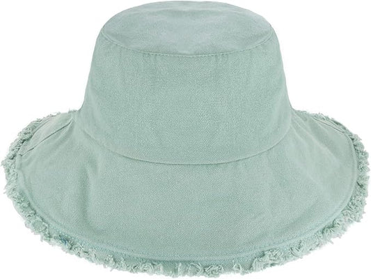 CHOK.LIDS Frayed Bucket Hats for Women Men Unisex Trendy Washed Cotton Floppy Wide Brim Boonie Outdoor Summer Beach Headwear