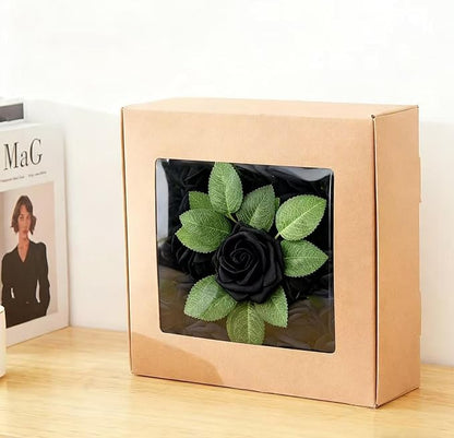 60Pcs Artificial Rose Flowers, Real Looking Fake Roses for Decorations, Foam Rose Bulk with Stems for DIY Wedding Bouquets Floral Arrangements Bridal Shower Party Home Decor (60, Black)
