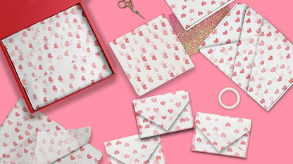 Pro Supply Global Fading Hearts Printed Tissue Paper for Valentine's Day Gift Bags or Boxes and Wrapping - Bulk Decorative Art Tissue Paper for Packaging and Gifting | 24 Sheets 20" x 30"