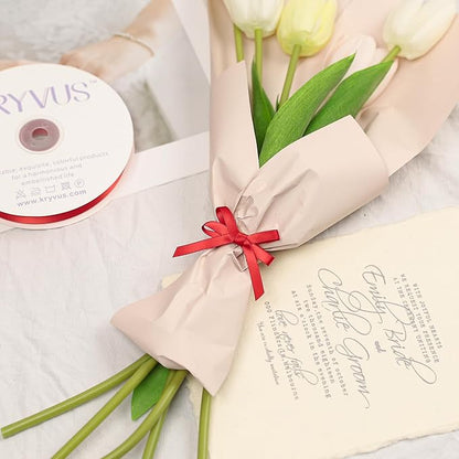 Red Satin Ribbon, Double Faced 1/4 Inch X 50 Yards Red Ribbon, Premium Satin Ribbon for Gift Wrapping, Crafts, Hair Bow Making, Sewing, Flower Bouquet, Wedding Party Decor