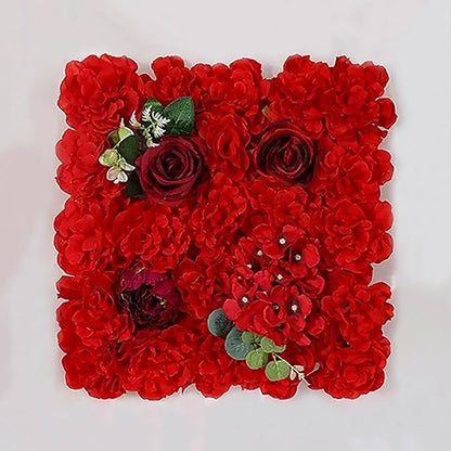 Flower Wall Backdrop, 12PCS 10.6"-15.7" Artificial Flower Wall Panel with Various Styles, 3D Floral Wall Decor for Wedding Photo Background Festive Party Home Decoration (L023, 15 * 15in)