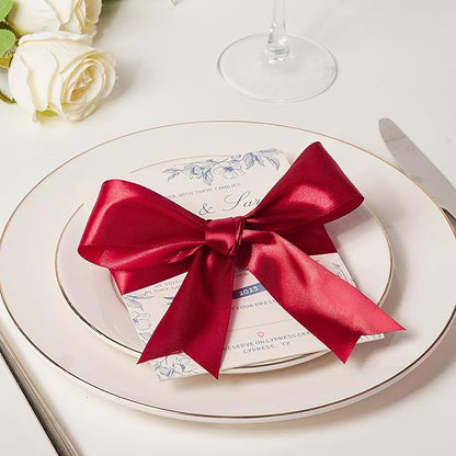 1-1/2 Inch Wide Wine Red Satin Ribbon, 50 Yards Solid Polyester Fabric Ribbon for Roses Making, Gift Wrapping, Christmas, Wedding Decorations, Crafts, Bows