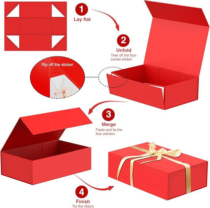 Luxury Large Gift Box 13.8"x9"x4.3" Storage Box Ribbon Magnetic Closure for Luxury Packaging Box for Mother's Day, Birthdays, Bridal Gifts,Weddings