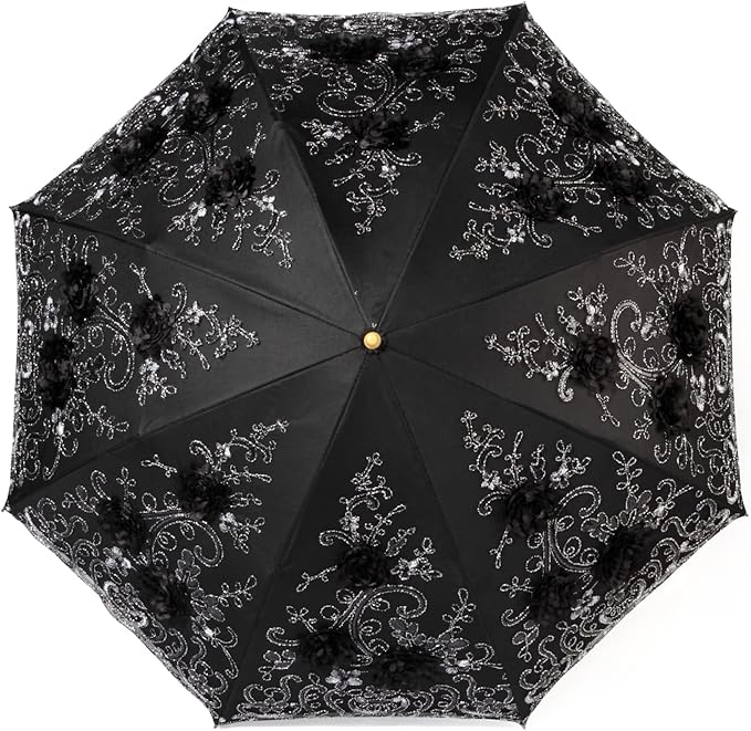 LCY Embroidered Lace Double-deck Anti-UV Parasol Sun/Rain/Snow Folding Umbrella