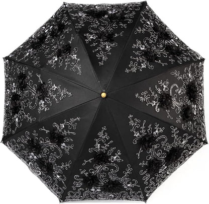 LCY Embroidered Lace Double-deck Anti-UV Parasol Sun/Rain/Snow Folding Umbrella