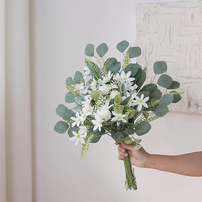 VIERENA Artificial Greenery Stems Box Set(Pack of 65pcs) with 8 Kinds of Faux Plants and Fake Flowers for DIY Wedding Bouquet Table Centerpieces and Floral Arrangement (Beige&Dusty Green)