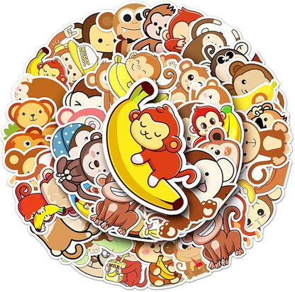Monkey Vinyl Stickers for Teens Boy Girls Kids|50 Pcs|Cute Cartoon Waterproof Stickers for Laptop Phone Tablet Luggage Flasks Water Bottle Notebook Bike Scrapbook,Lovely Animals Decals Pack(Monkey)