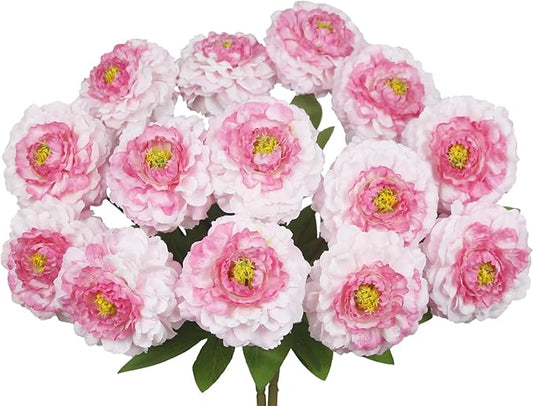 2 Pcs Artificial Flowers Spring Summer Outdoor Flowers Pink Zinnias Silk Flowers with Stems Zinnia Elegans Artificial Zinnias for Outdoors Floral Arrangements Table Centerpieces Wedding Decor