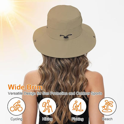 Sun Hats for Women Bucket Hat UV Protection Fishing Hat Wide Brim Safari Hats 2 in 1 Zip-Off Sun Visor Hats UPF 50+