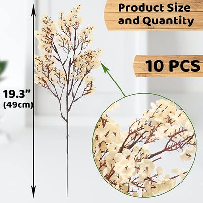 Hananona 10 Pcs Babys Breath Artificial Flowers Real Touch Fake White Flowers Silk Flowers for Spring Wedding Decor Indoor Floral Arrangement Table Centerpieces Home Decor (White, 10)