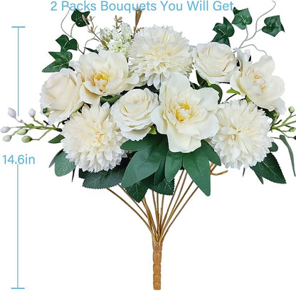 Premium Champagne Silk Artificial Flower Bouquets, Tan Nude Fake Flowers Decoration, Cream Faux Floral Arrangements for Wedding Bridal Bouquets, Home Decor, Baby Shower, Table Centerpieces