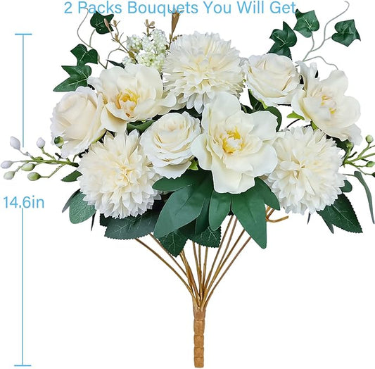 Premium Champagne Silk Artificial Flower Bouquets, Tan Nude Fake Flowers Decoration, Cream Faux Floral Arrangements for Wedding Bridal Bouquets, Home Decor, Baby Shower, Table Centerpieces