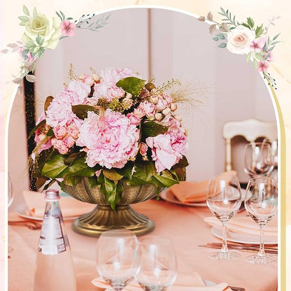 2 Pcs Metal Compote Bowl for Centerpiece Flower Holder Small Compote Vase Indoor Outdoor Flowers Fruits Plant for Christmas Wedding Home Party Decoration (Medium,Gold Bronze)