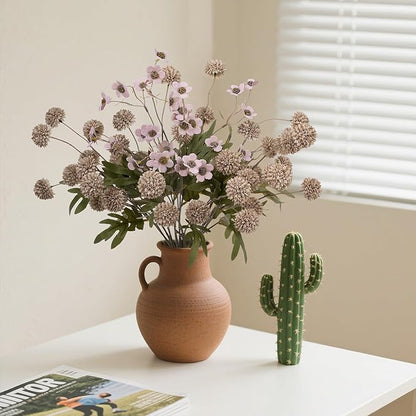 8PCS Fake Flowers Artificial Chrysanthemum Faux Mums Matching 2PCS Rose Red Daisy Faux Flowers for Vase Fall Long Stems Flower Silk Flower for Home Wedding Decoration,20.5In,No Vase,（Brown）