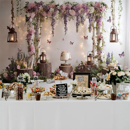 Baocicco Rustic Flower Wall Backdrops 5x3ft Farmhouse Wedding Background Photography Baby Shower Bridal Shower Backdrop Purple Floral Wooden Butterfly Backdrop Kids Adults Portraits Studio Props