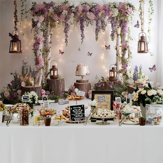 Baocicco Rustic Flower Wall Backdrops 9x6ft Farmhouse Wedding Background Photography Baby Shower Bridal Shower Backdrop Purple Floral Wooden Butterfly Backdrop Kids Adults Portraits Studio Props