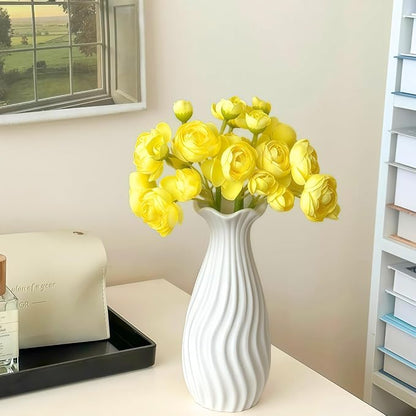 ASTRYAS 18Pcs Ranunculus Artificial Flowers, Yellow Faux Silk Mini Peony Flowers Fake Peonies Wedding Flowers DIY Bouquet for Centerpieces Arrangements Bridal Shower Decorations