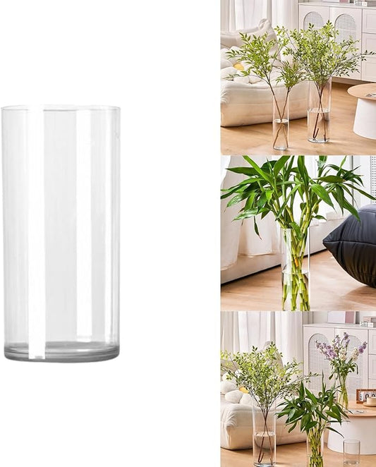 Clear Acrylic Decorative Vase for Flower Arrangements, Break-Resistant Tall Cylinder Vase for Wedding Centerpieces, Unbreakable Modern Plastic Vase for Home Decor