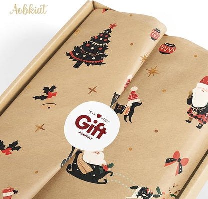 Aobkiat Christmas Tissue Paper for Bags,24 Sheets Red Green Santa Claus Reindeer Styles Gift Wrap Paper for Present Package,Wrapping Xmas Gift/Wine Bottles,DIY Craft,20×15inch/Sheets