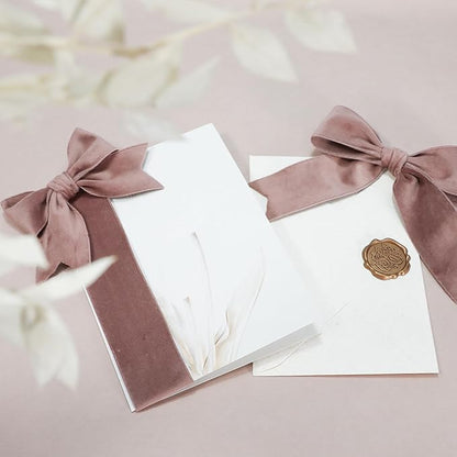 Rose Gold Velvet Ribbon, 1-1/2 inch Wide Handmade Fabric Ribbons for Christmas Decor, Flower Bouquet, Wedding Decoration, Baby Shower, 2 Rolls
