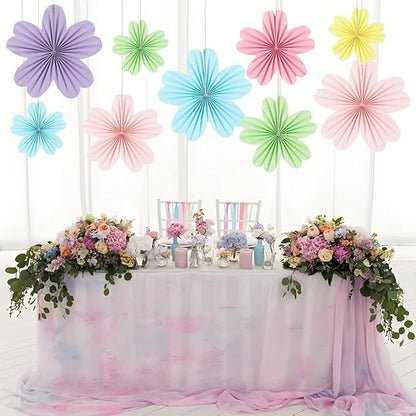 zilue Paper Fans Party Decorations Paper Flowers Decorations for Wall Classroom Floral Backdrop Baby Shower Birthday Party Flower Wall Decor Pack of 9 Pastel
