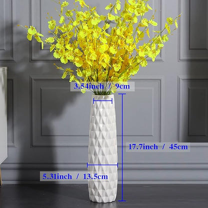 White Ceramic Floor Vase, GDSZJLJ 17.7" Tall Decorative Large Flower Vases for Living Room, Table Centerpieces, Modern Home Décor, Shelf, Dried GrassFlower, Pampas Grass