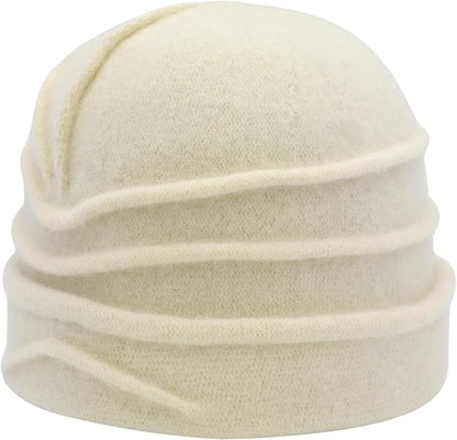 ZLYC Women Wool Cloche Bucket Hat 1920s Vintage Dress Winter Hats with Flower Accent